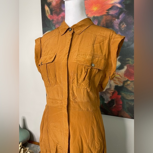 Broadway and Broome Madewell silk Midi Fit & Flare Dress 4 Career Minimalist - Picture 4 of 12